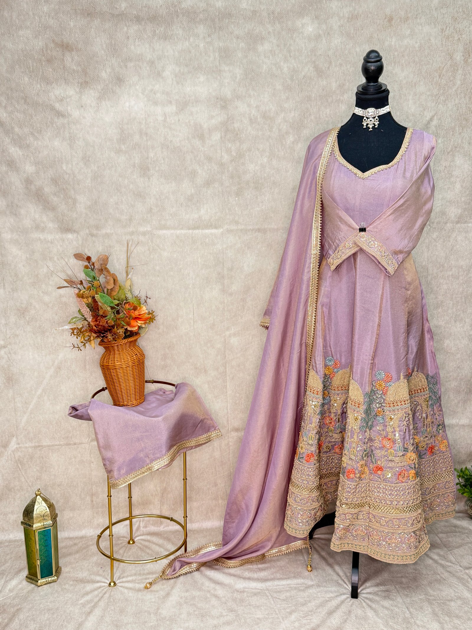Lavender Anarkali Palazzo Set